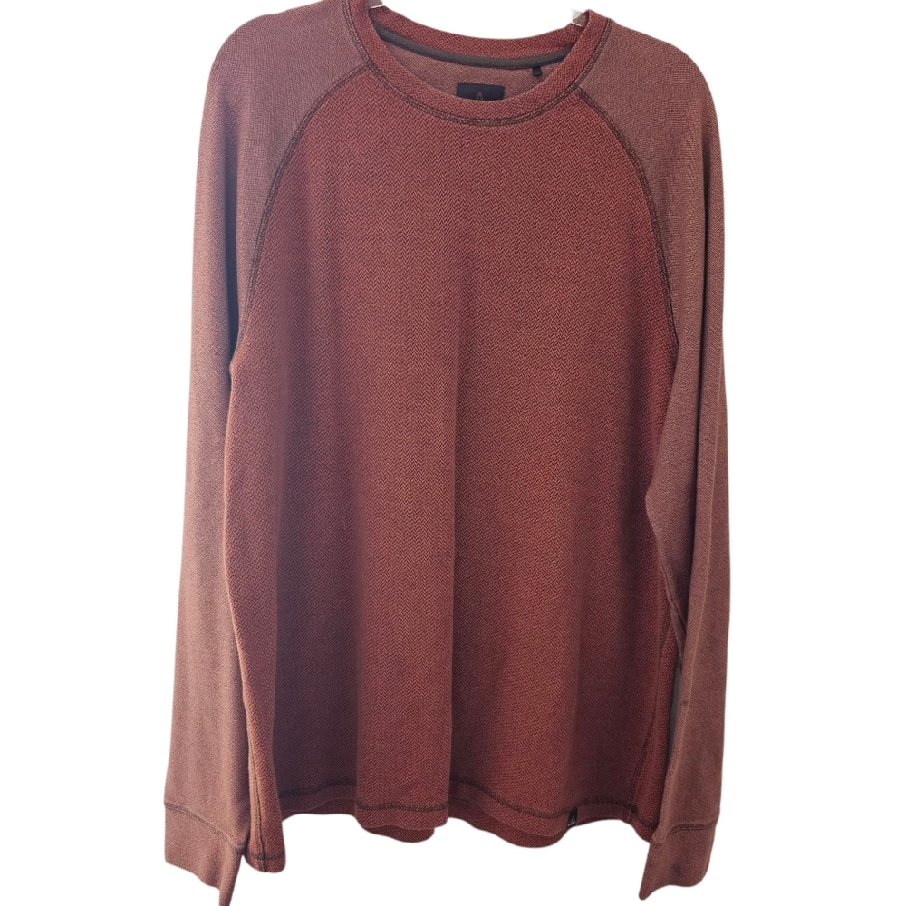 prAna Mens Sweater  Crew Pullover Shirt XXLarge Orange Long‎ Sleeve Raglan